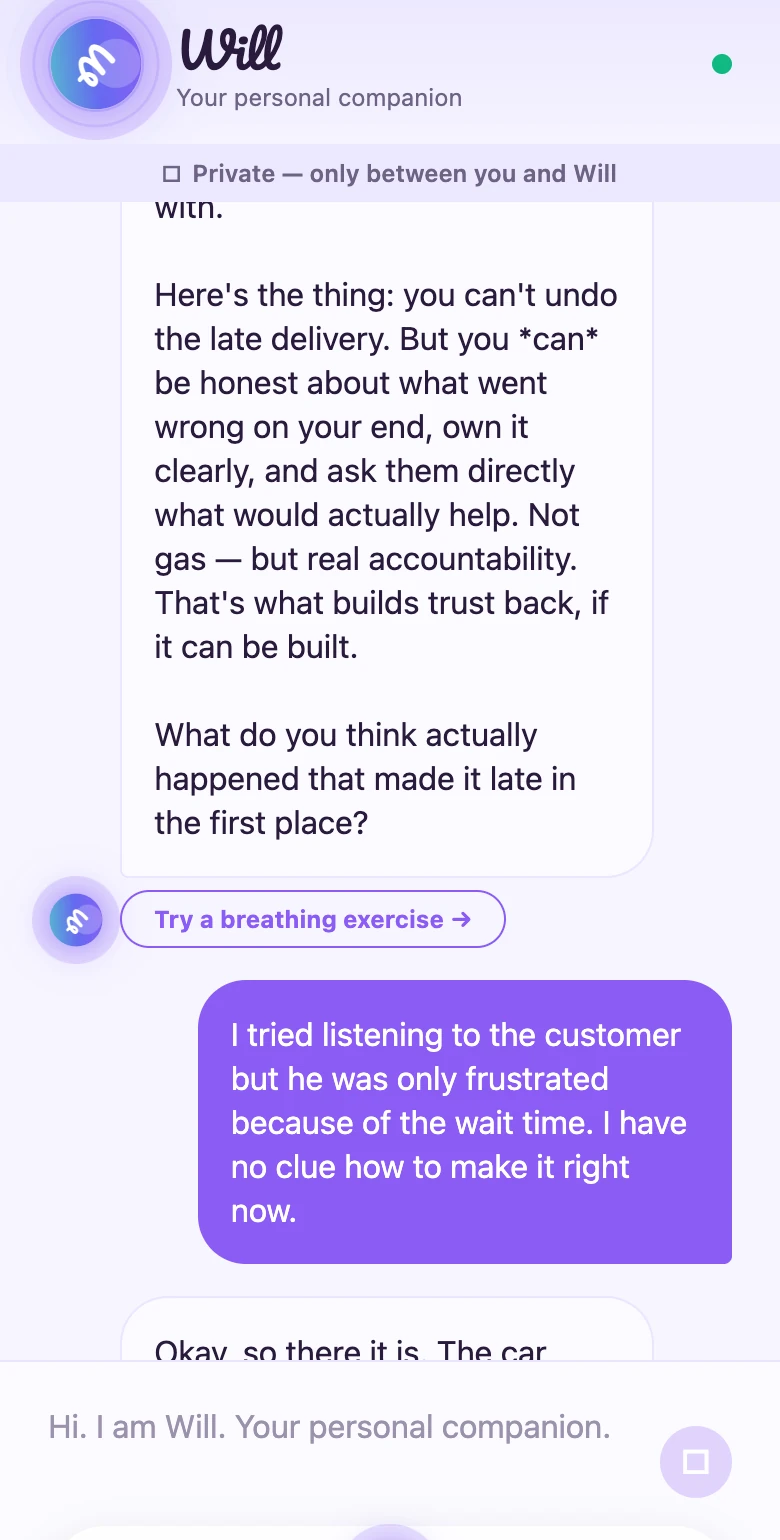 WelQu AI companion chat that remembers you