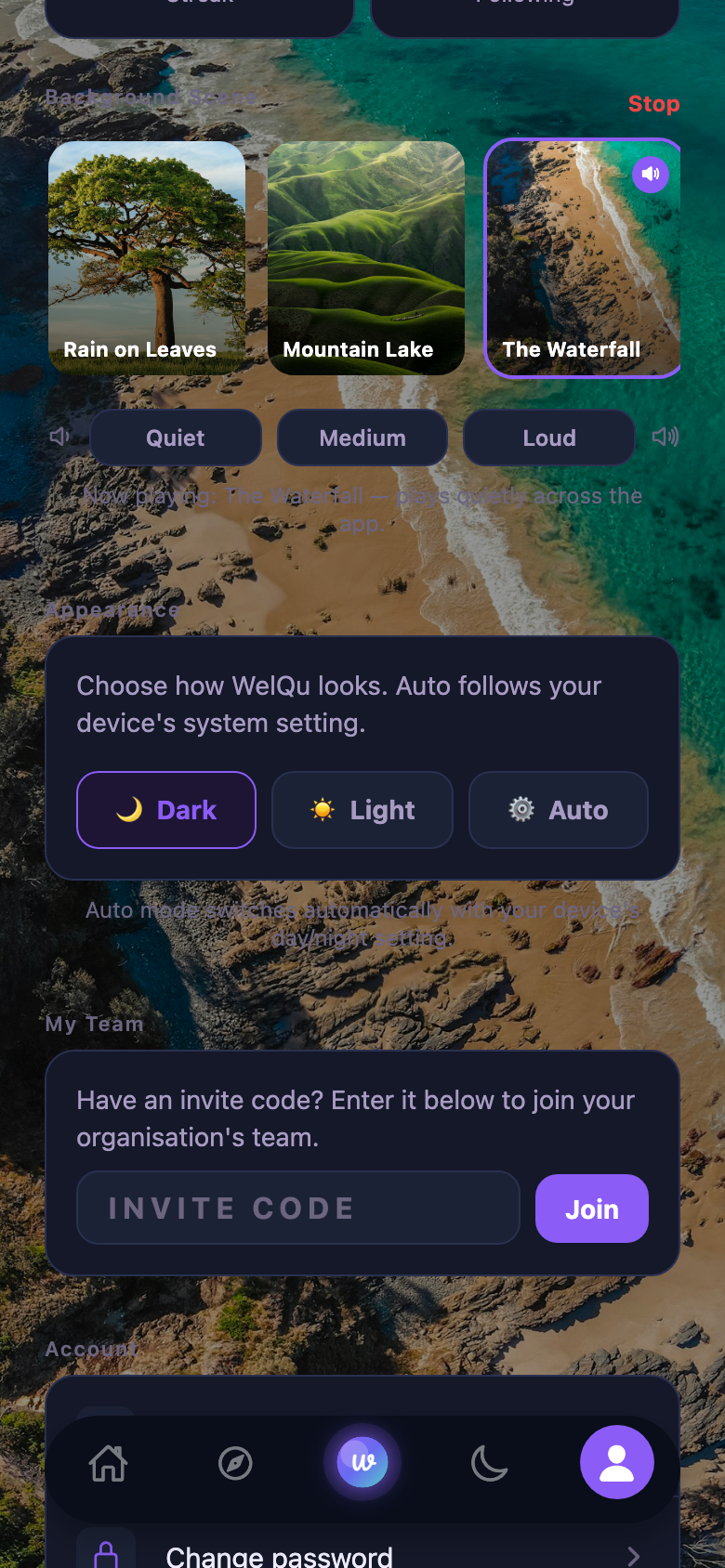WelQu background scene picker